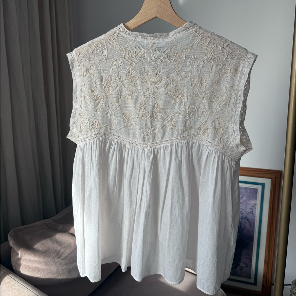 Limited Edition Embroidered Lace Top, Oyster White, Zara, L, NWT - Picture 6 of 13